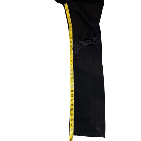 Free People Black My Own Lane Distressed High Rise Straight Leg Jeans Size 26 - Picture 16 of 16